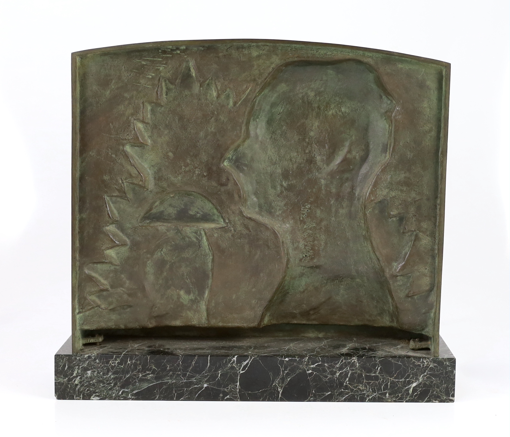 Robert Delandre (French 1879-1961). An Art Deco bronze commemorative plaque 'Le Salut du Vainqueur', 43.5cm wide, 10cm deep, 41cm high